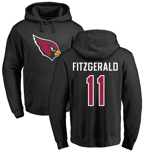 Arizona Cardinals Men Black Larry Fitzgerald Name And Number Logo NFL Football 11 Pullover Hoodie Sweatshirts